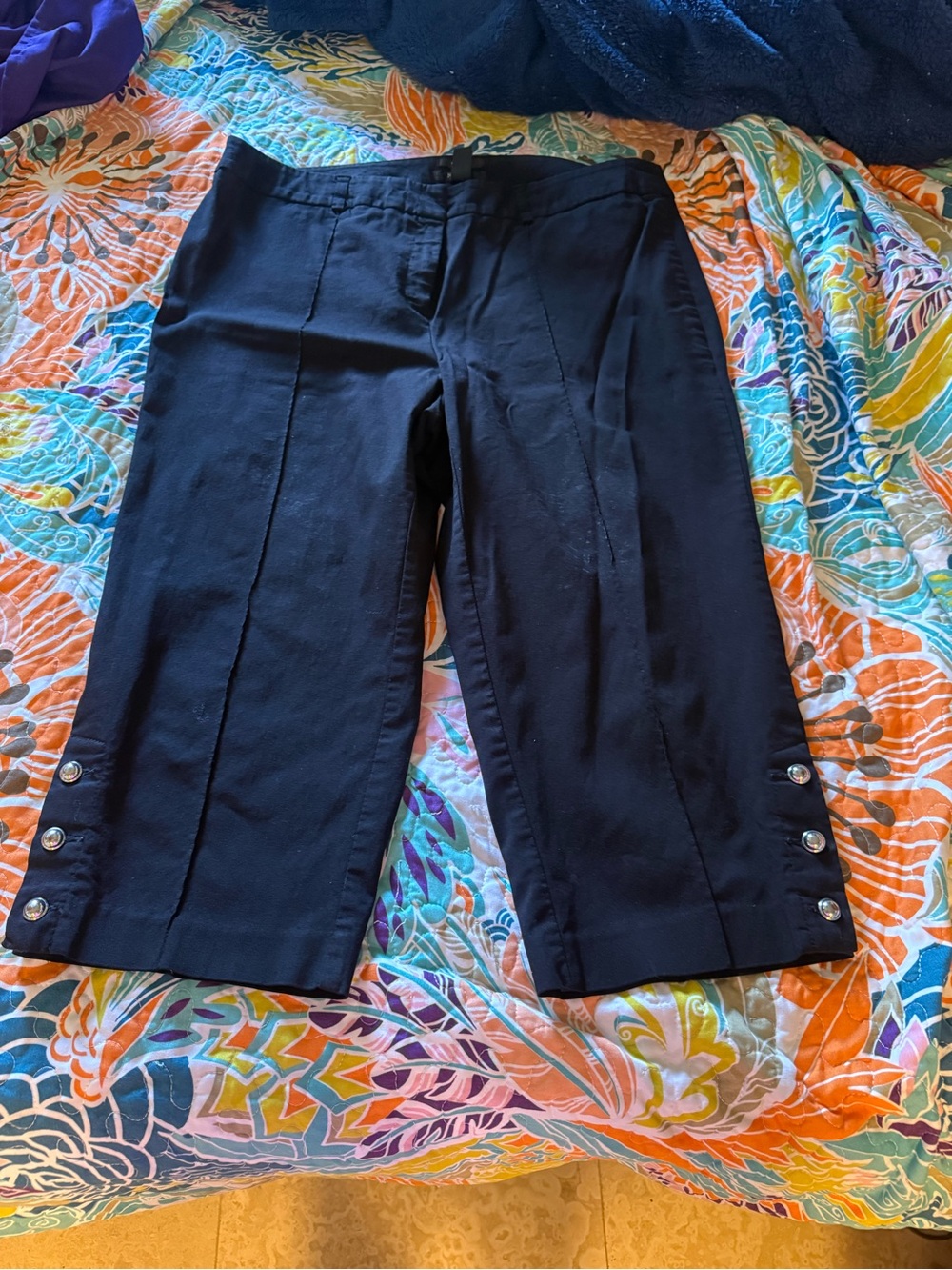 Style & Co. Black Cropped Button-Hem Pants
